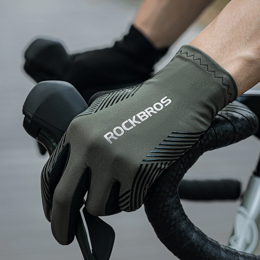 Rockbros cycling gloves spring/summer/autumn, full, size: XL - green – 5