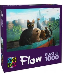 Puzzle Brain Games FLOW Puzzle 1000 - Cat Dog Capibara Bird Lemur on the boat