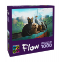 Pulmapelit FLOW Puzzle 1000 - Kissakoira Capibara Bird Lemur veneessä