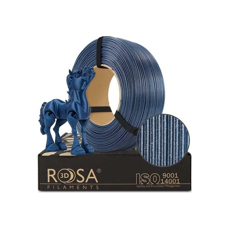3D plastic PLA shiny blue (Galaxy Navy Blue) 1.75mm 1kg refill pack Rosa3D – 3
