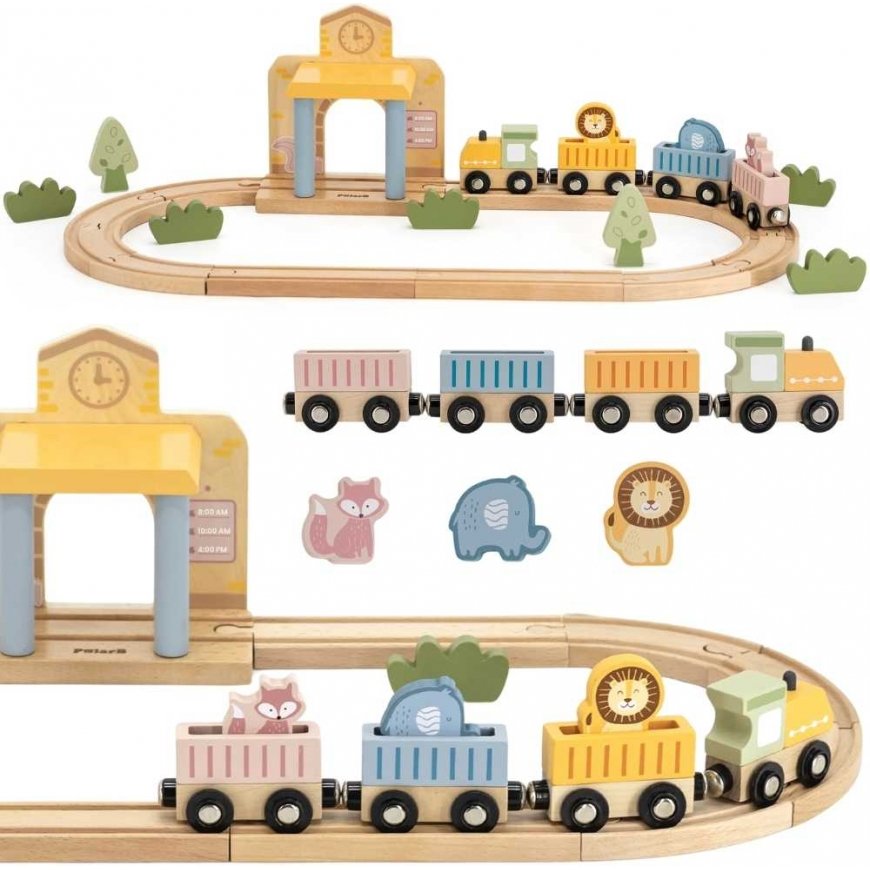 Viga Toys Viga PolarB Mediniai Rinkinys Roller Coaster 30 el.