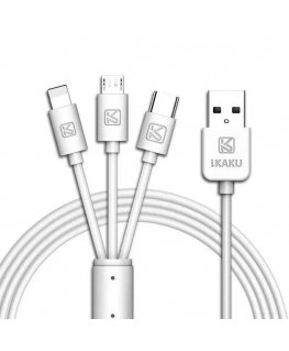 iKaku KSC-078 3in1 USB-A to Type-C / Lightning / Micro USB 1m White