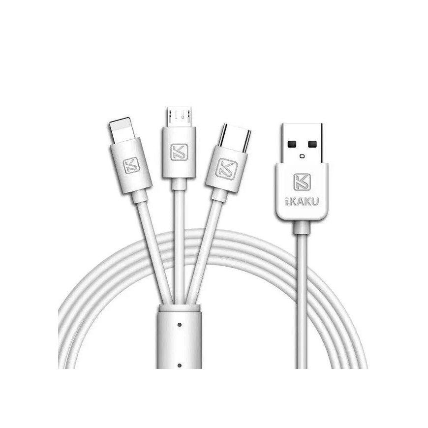 iKaku KSC-078 3in1 USB-A to Type-C / Lightning / Micro USB 1m White