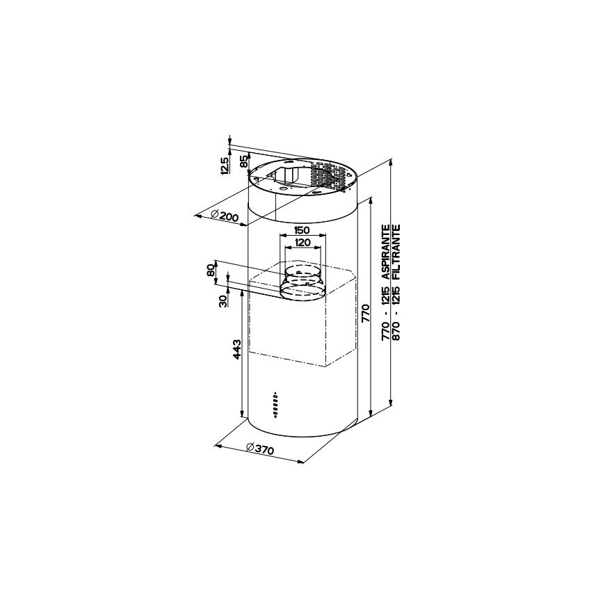 FABER S.p.A. Cylind I.Evo Plus WH Gloss A37 Островковый Белый 680 m³/h – 3