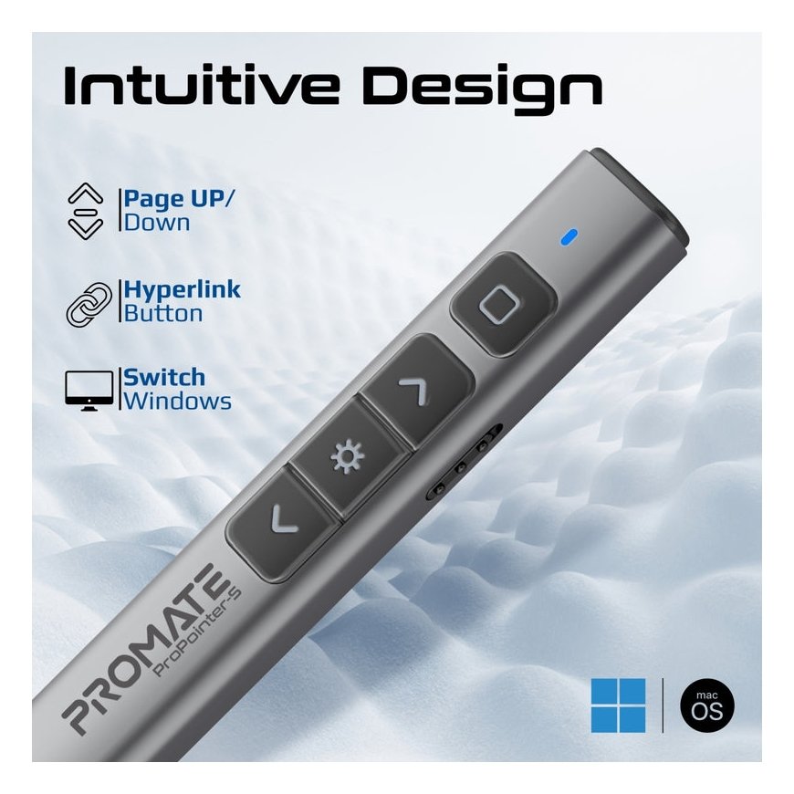 Promate ProPointer-S Universal Intuitive Wireless Presenter with Stylus Pen