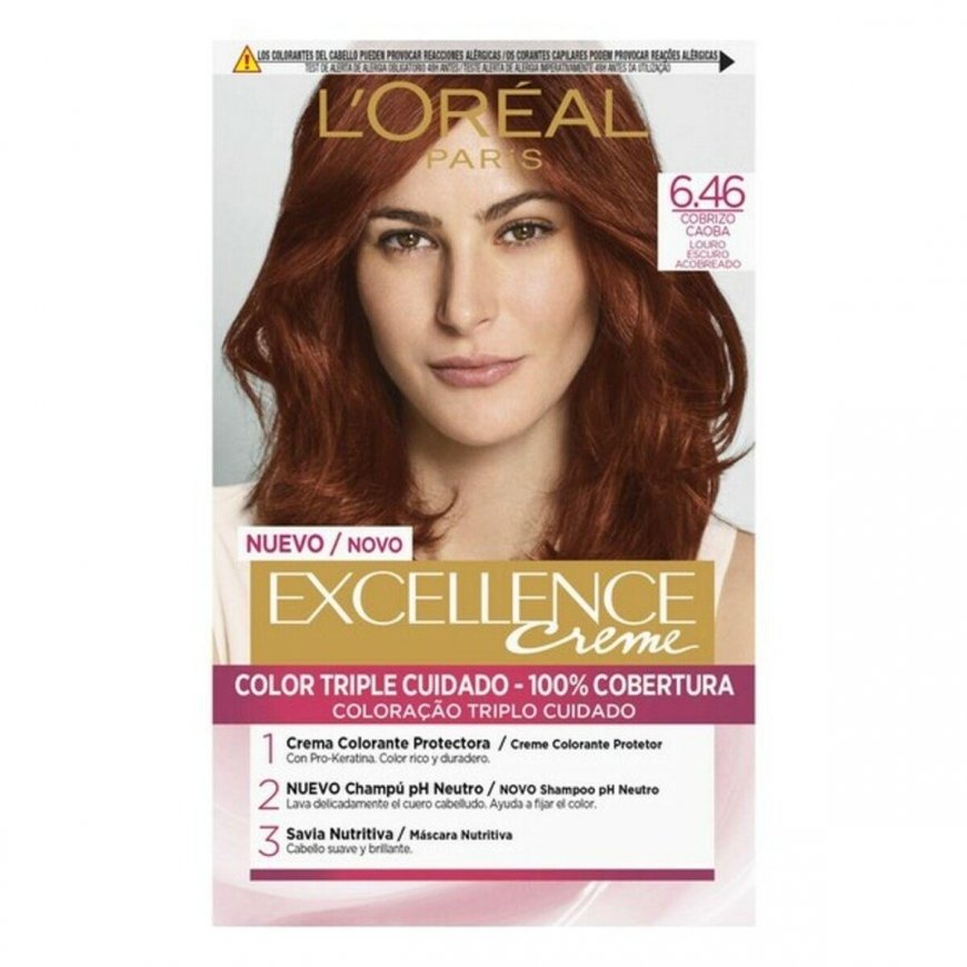 Long-lasting hair dye Excellence L'Oreal Make Up Dark Copper Blonde Nº 6.46