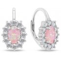 Brilio Silver Charming silver earrings with zircons and pink opals EA1127WP