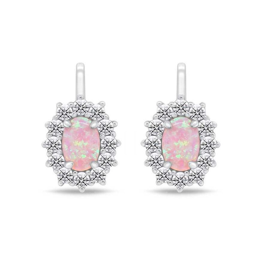 Brilio Silver Charming silver earrings with zircons and pink opals EA1127WP – 2