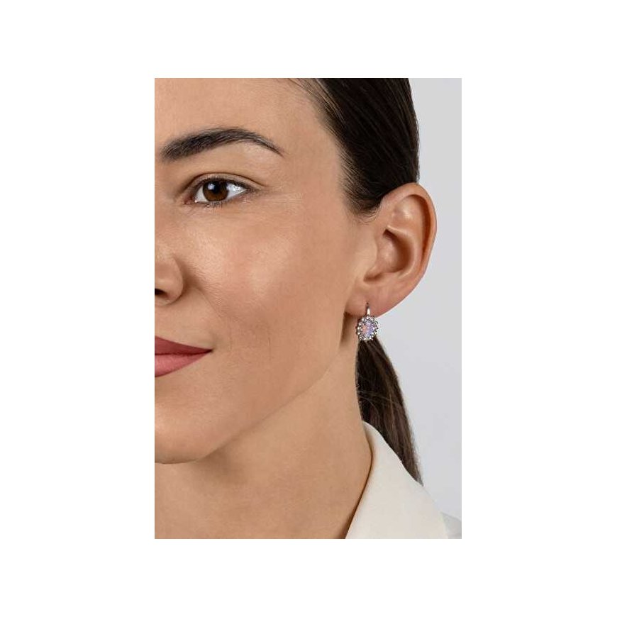 Brilio Silver Charming silver earrings with zircons and pink opals EA1127WP – 4