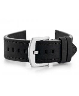 Pacific W72 leather watch strap - black/black 22mm