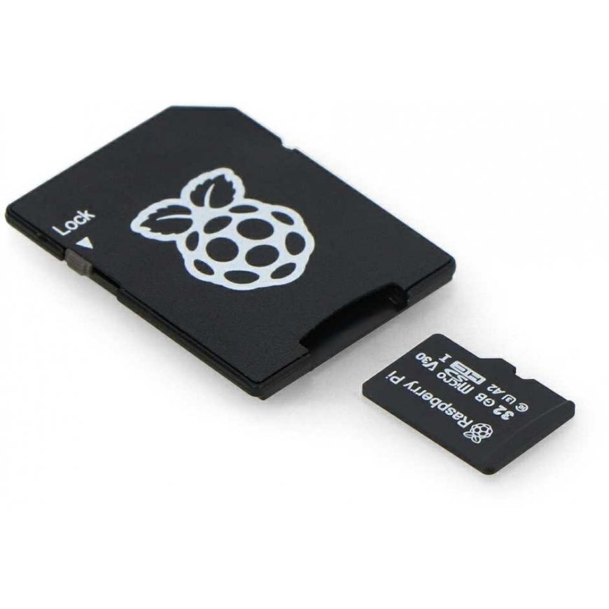 Raspberry Micro SD memory card 32 GB 100 MB/s Class A2 with Raspberry Pi OS - with adapter and case – 4