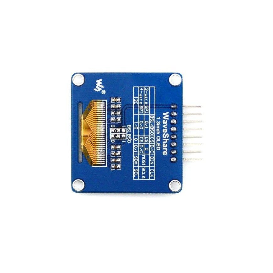 OLED ekranas mėlynas, 1.3” (A), 128x64px SPI/I2C, kampinės jungtys, Waveshare 10444 – 4