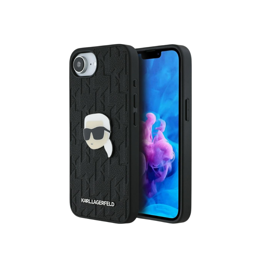 Case Karl Lagerfeld Monogram Karl Head Pin for iPhone 16e blac – 2