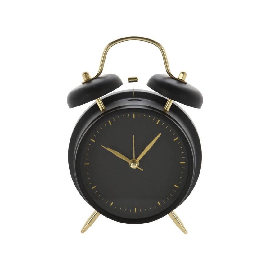 KOOPMAN CLASSIC Classic style alarm clock with gold tips, metal, Ø 12 cm – 2