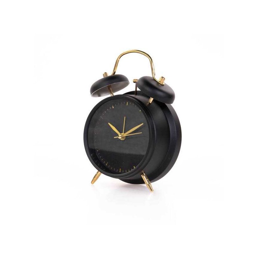 KOOPMAN CLASSIC Classic style alarm clock with gold tips, metal, Ø 12 cm – 3