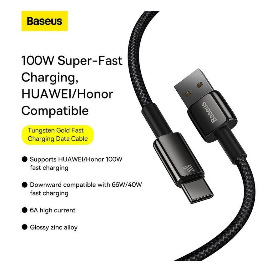 Baseus CAWJ000001 USB cable USB 2.0 1 m USB A USB C Black – 2
