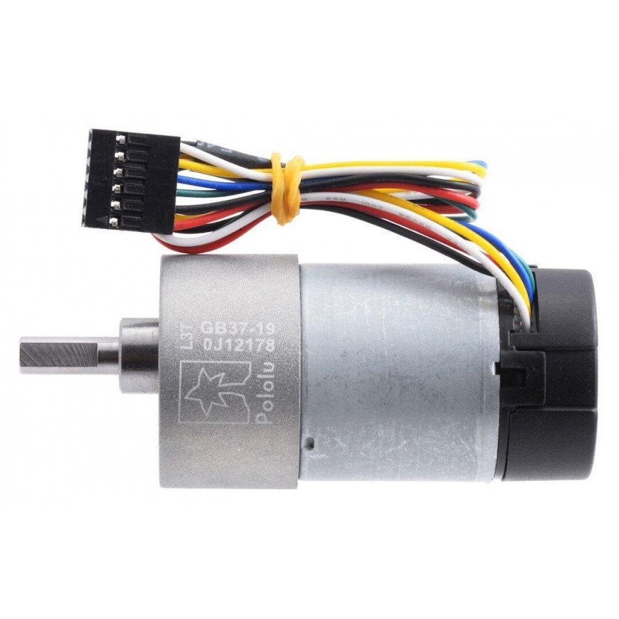 19:1 metal motor 12V 37Dx68Lmm with 64 CPR encoder, Pololu 4751 – 2