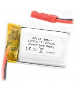 Akyga Li-Pol 250mAh 1S 3.7V - liitäntä JST-BEC + pistorasia