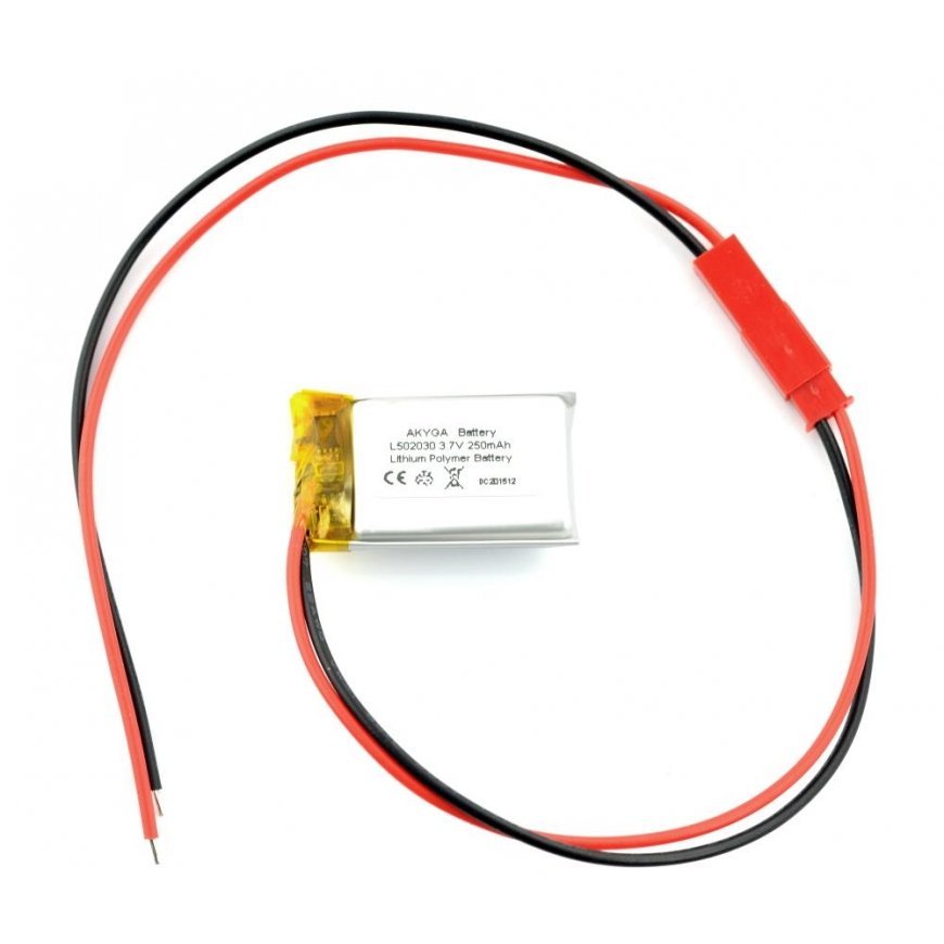 Akyga Li-Pol 250mAh 1S 3.7V - liitäntä JST-BEC + pistorasia – 2