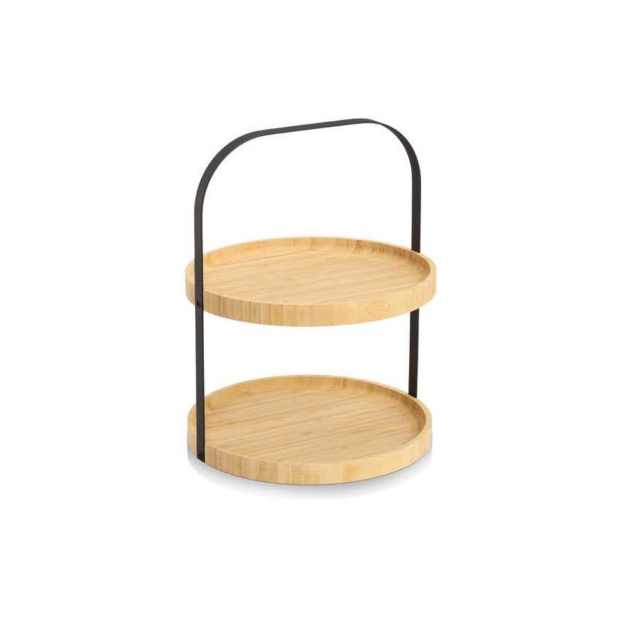 Bamboo serving plate with handle MAVARO, 2 tiers – 2