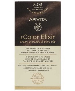 Ilgalaikiai plaukų dažai Apivita MY COLOR ELIXIR, 5.03 Light Brown Natural Gold