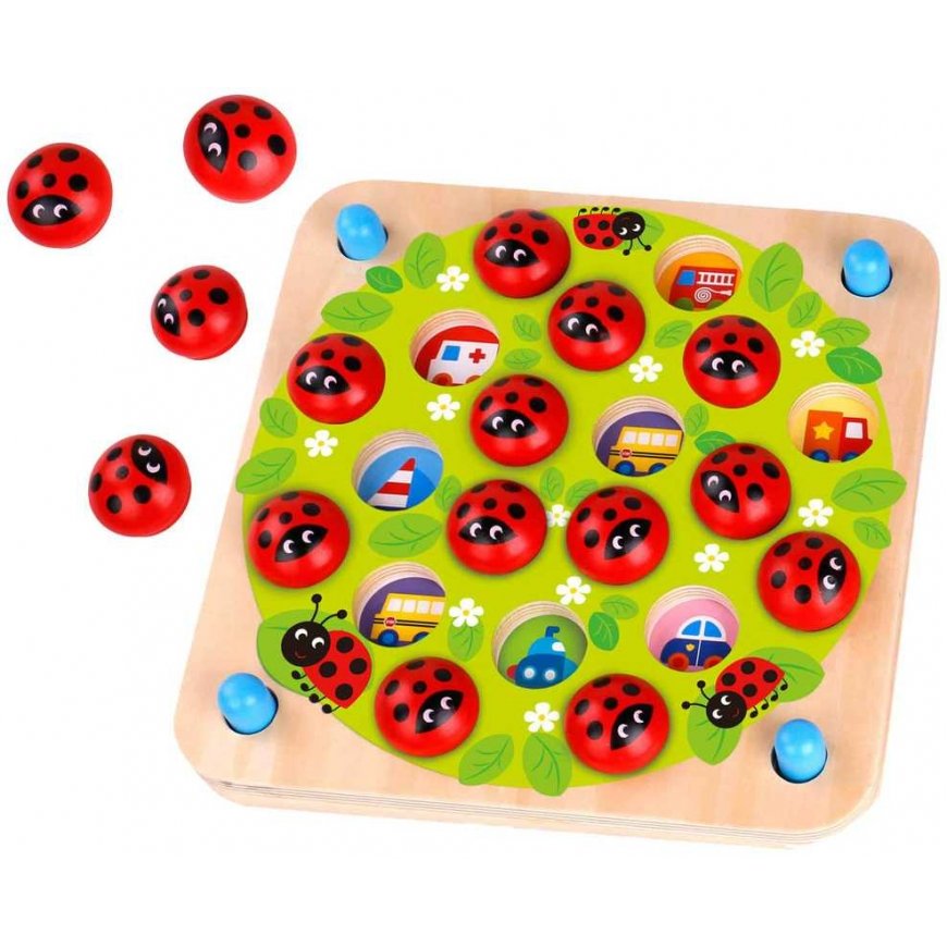 WOOPIE Green Wooden Memory Game Ladybug Puzzle – 4