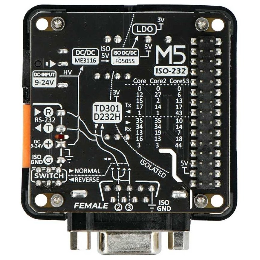 RS232 13.2 modulis – RS232 ryšio modulis – DB9 moteriška jungtis – M5Stack 130 – 2