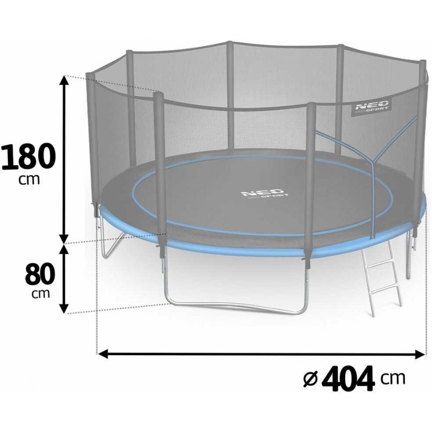 13 ft / 404 cm garden trampoline with external net and Neo-Sport ladder – 4