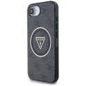 Dėklas Guess IML Metal Glitter 4G Circle Triangle MagSafe Case for iPhone 16e - Juodas Dėklas Guess IML Metal Glitter 4G Circle Triangle MagSafe Case for iPhone 16e - Juodas
