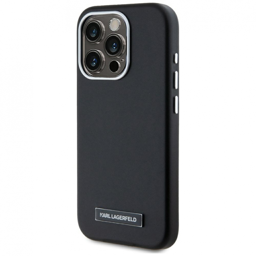Dėklas Karl Lagerfeld FW Metal Plate MagSafe do iPhone 15 Pro juoda – 3