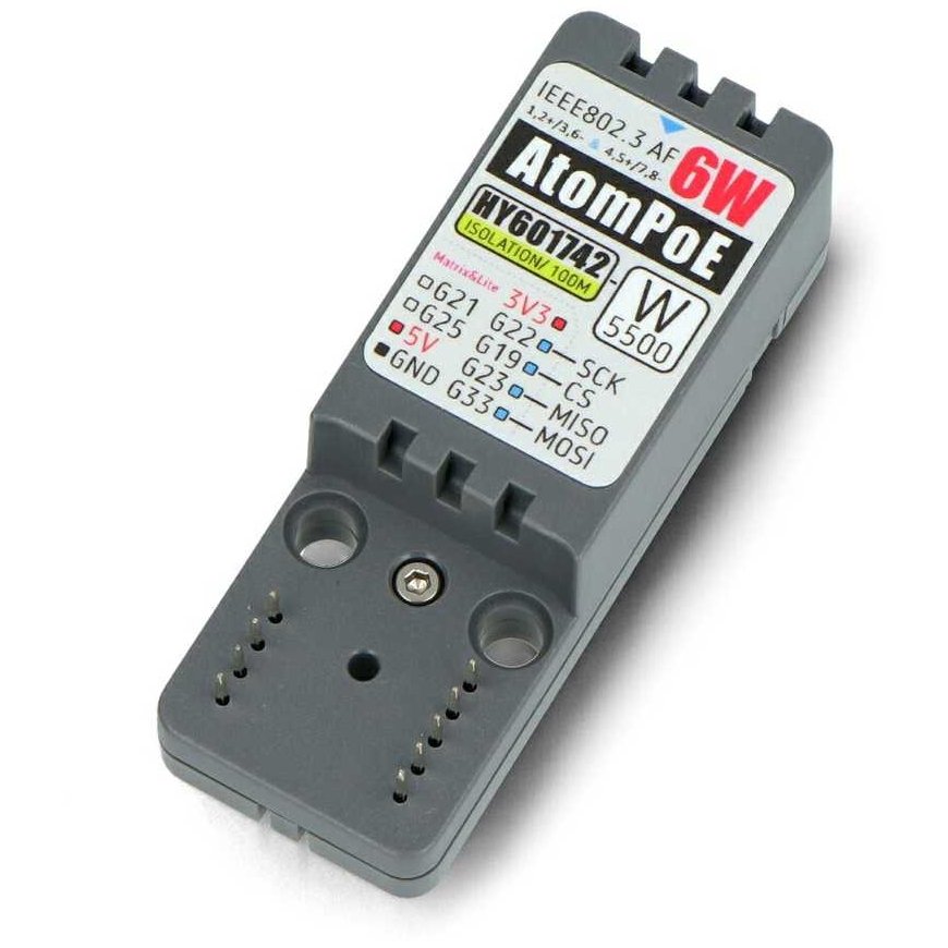 ATOMIC PoE Base W5500 - Ethernet modulis su PoE prievadu - Atom išplėtimo modulis M5Stack kūrimo moduliams