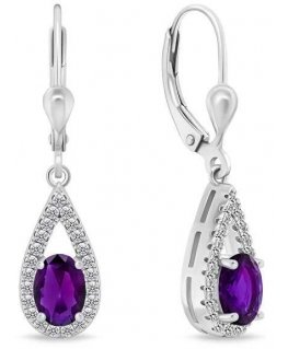 Brilio Silver Brilio Silver Impressive silver earrings with purple zircons EA310WAM