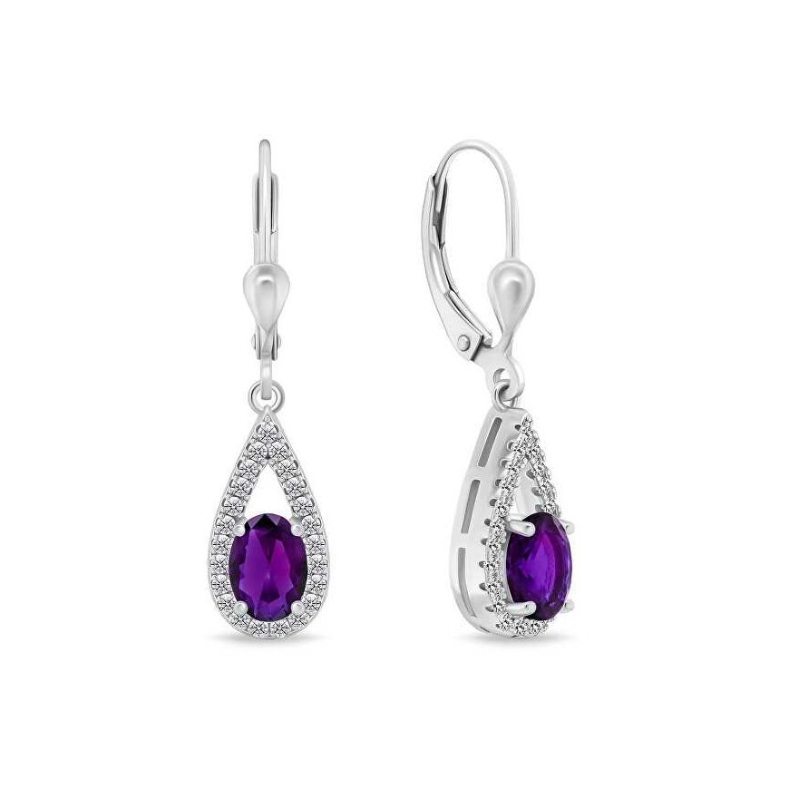 Brilio Silver Brilio Silver Impressive silver earrings with purple zircons EA310WAM