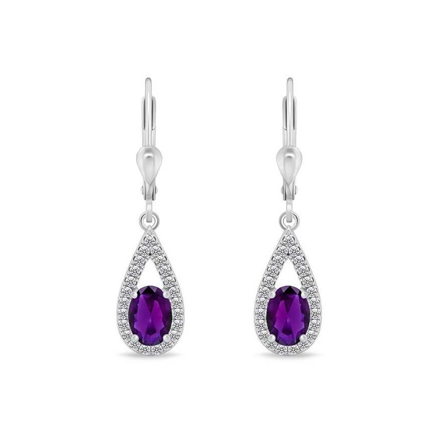 Brilio Silver Brilio Silver Impressive silver earrings with purple zircons EA310WAM – 2