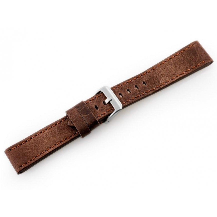 Pacific Nahkaranneke Kellolle W48 - PREMIUM - Tummanruskea II - 24 mm – 2