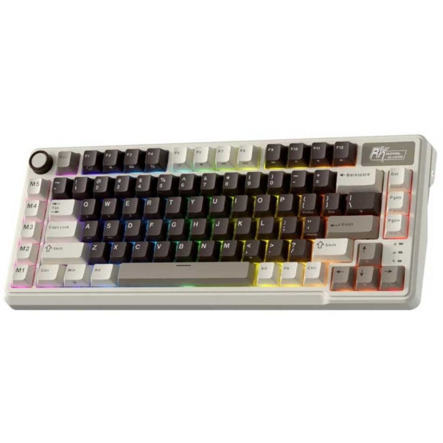 Royal Kludge L75 RGB Mocha Pilkas belaidė klaviatūra | 75%, Hot-swap, Kreminis switches, US – 2