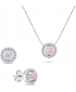 Brilio Silver Brilio Silver Charming Silver Opal -korusetti SET225WP (korvakorut, kaulakoru)