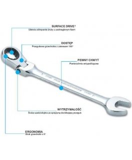 Combination wrench with ratchet Sata S46412 21 mm