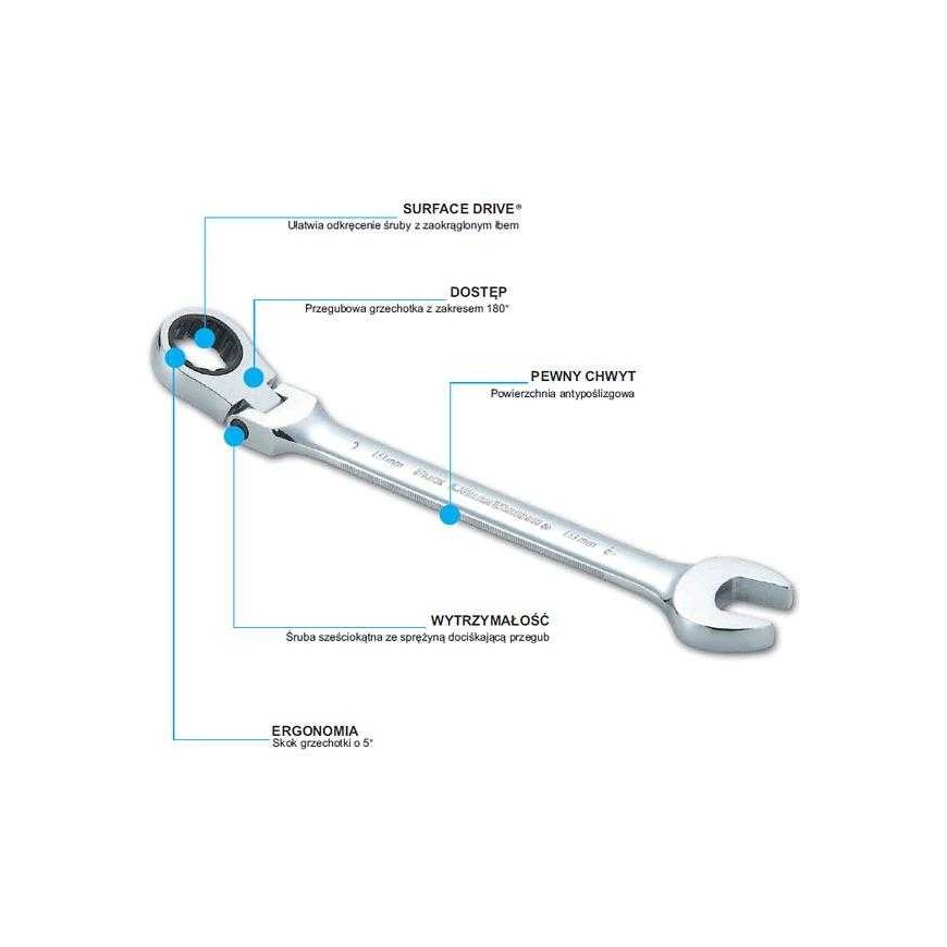 Combination wrench with ratchet Sata S46412 21 mm