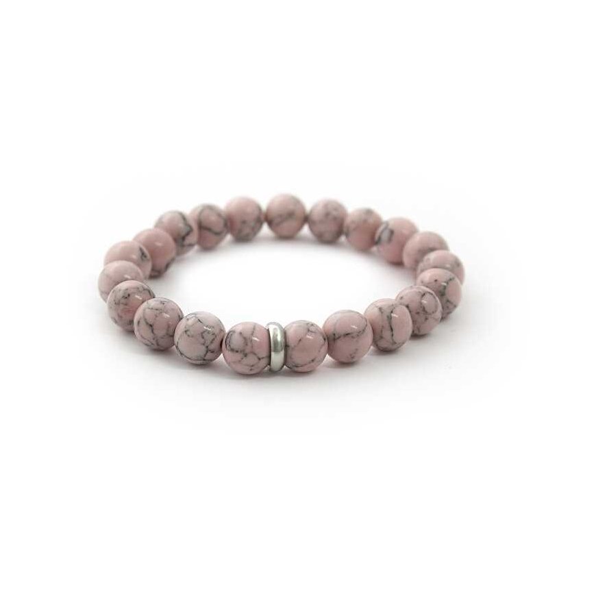 Agato Bead bracelet made of pink howlite MINK38 / 17