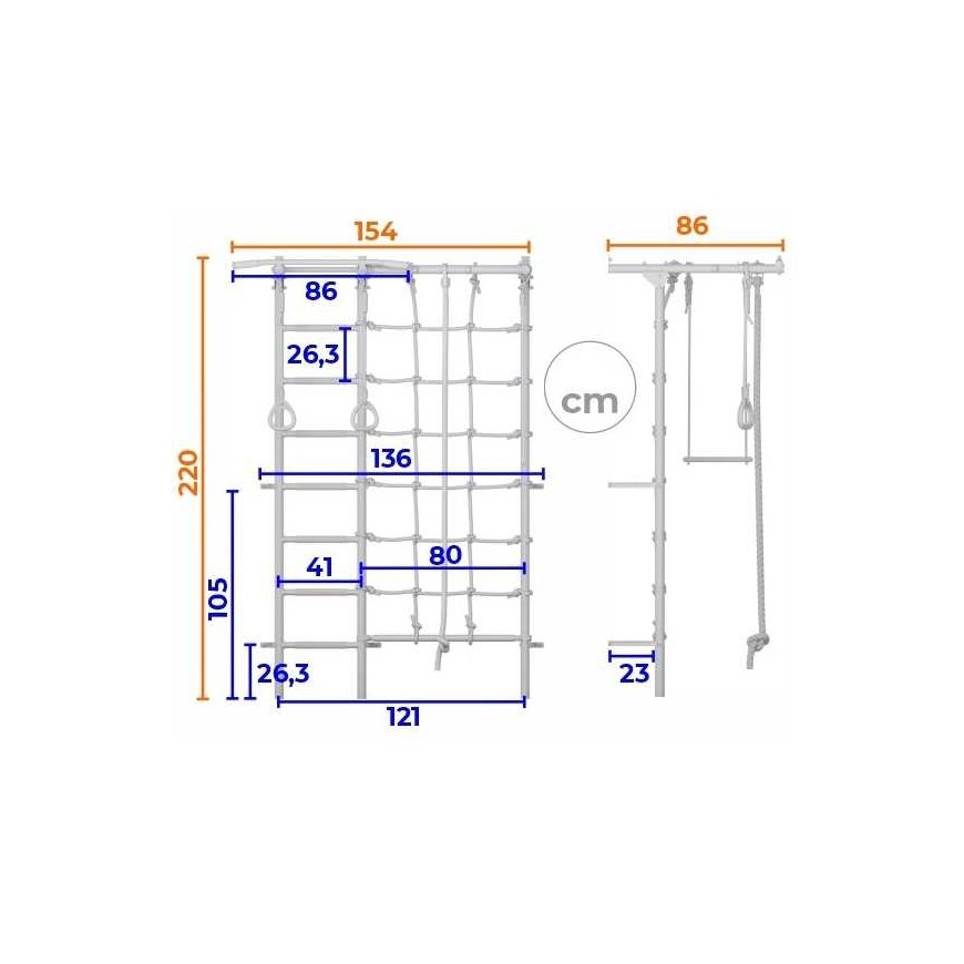 Sports complex (gymnastics wall) SANRO S7 PASTEL white, 219.6x154cm – 3