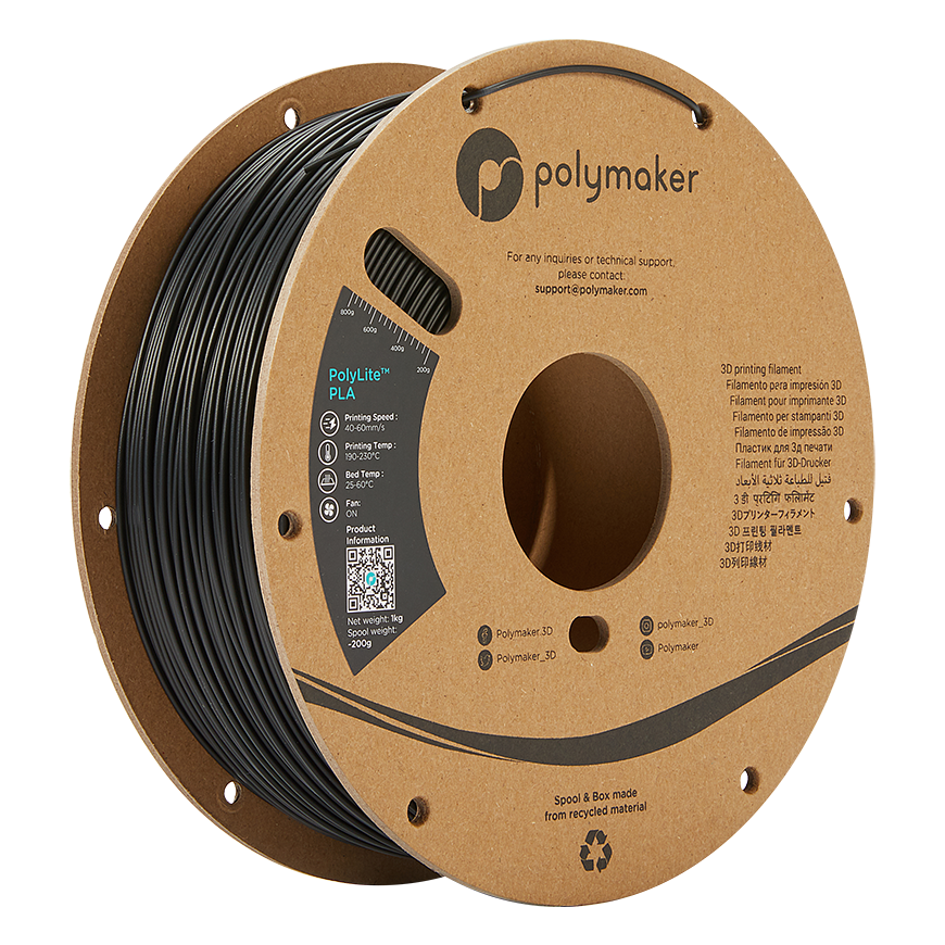 Polymaker PolyLite PLA - 1kg - 1.75mm - Musta