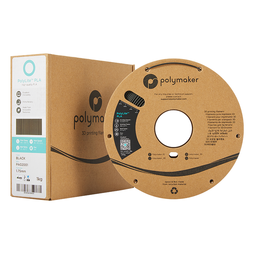 Polymaker PolyLite PLA - 1kg - 1.75mm - Black – 3