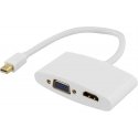 Deltaco DP-HDMIVGA1-K video kabeļu aksesuārs 0,25 m Mini DisplayPort HDMI + VGA (D-Sub) Balts