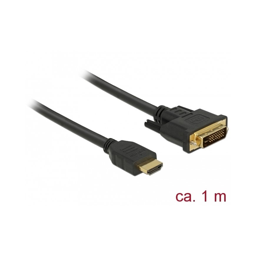 DeLOCK 85652 video kabeļu aksesuārs 1 m HDMI Type A (Standard) DVI Melns