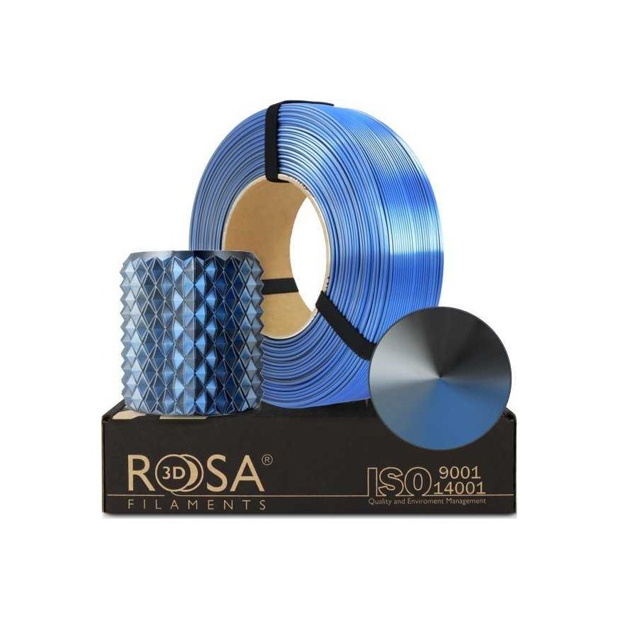 3D plastic PLA three-sided blue/graphite/steel (Storm Shadow) 1.75mm 1kg refill pack Rosa3D – 3