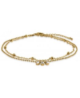 Troli Double gold-plated anklet with zircons