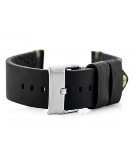 Pacific W93 leather watch strap - black/beige 20mm