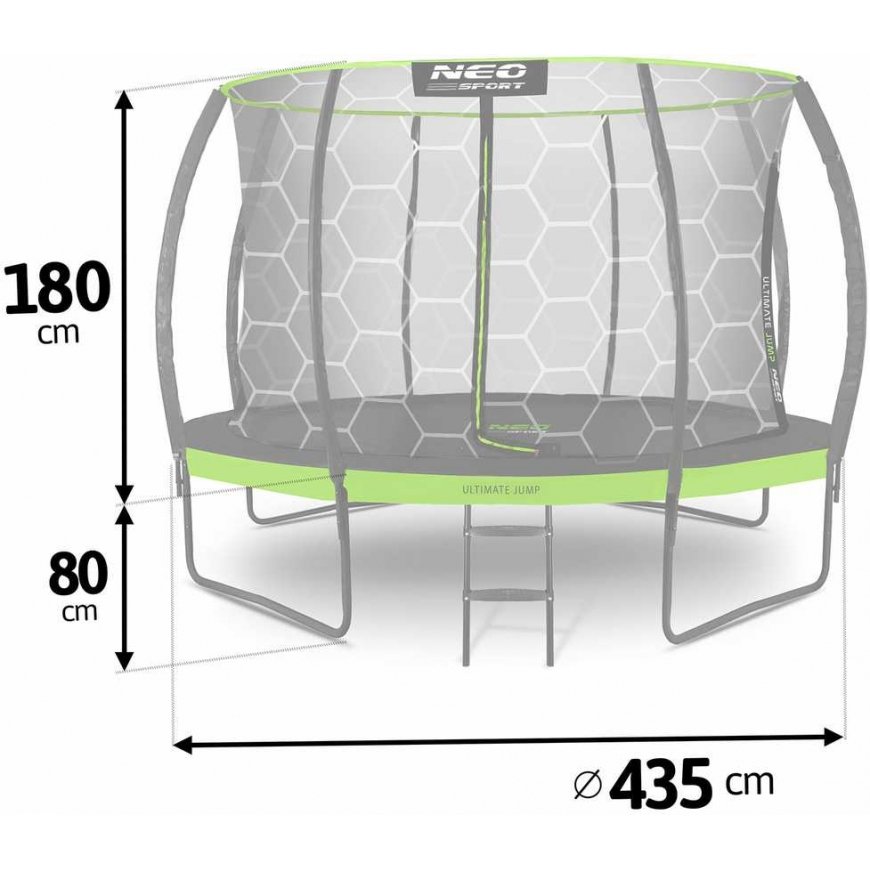Profiled garden trampoline 14 feet / 435 cm with inner Neo-Sport net – 4