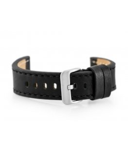 Laikrodis Pacific W48 leather watch strap - PREMIUM - juodas/juodas - 20mm